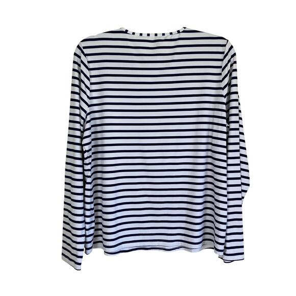 Lands’ End Womens Sz XL Nautical Striped Long Sleeve Rash Guard Top Nylon - Picture 6 of 15